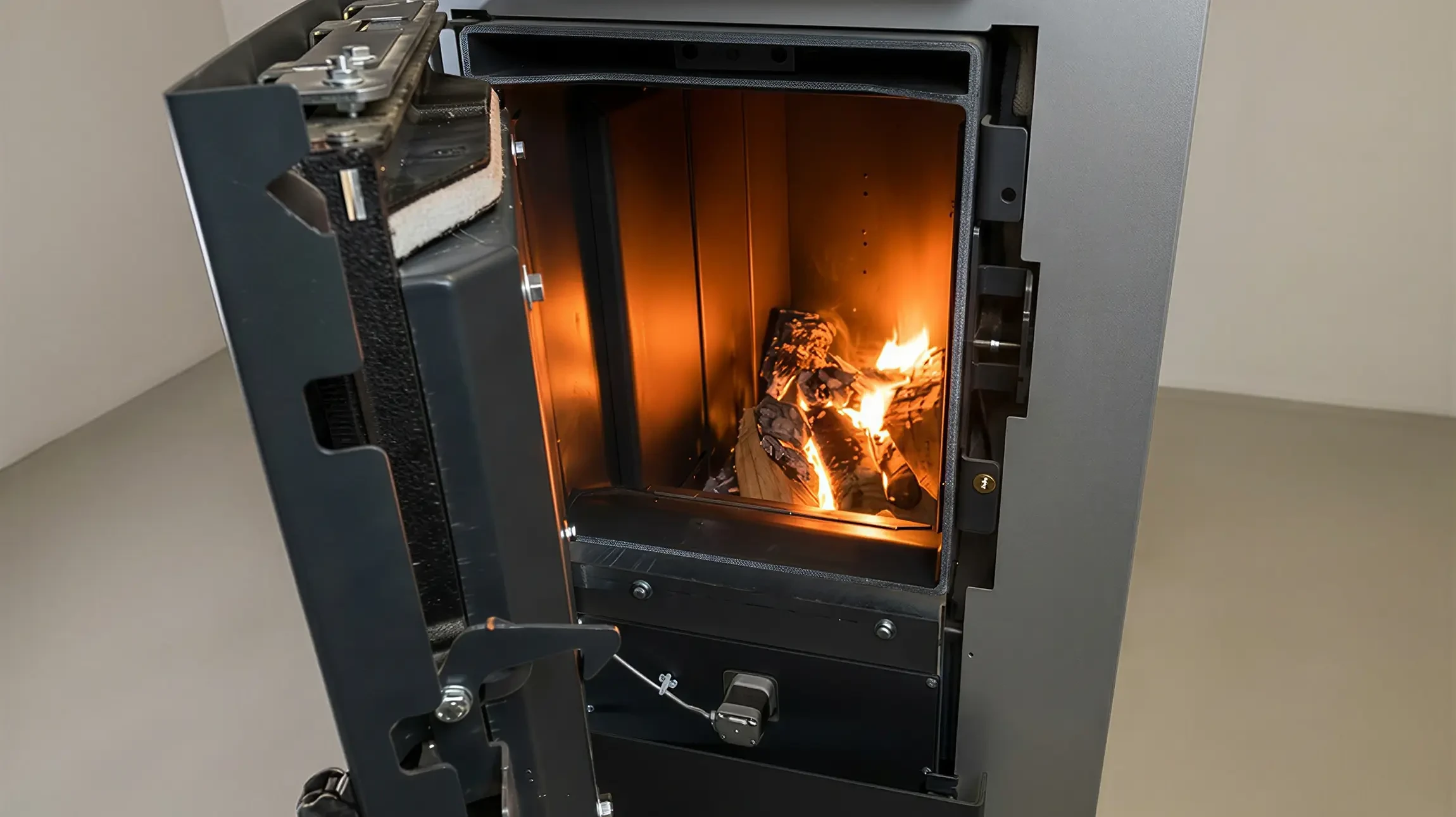 chauffe-chaudière avec des puces de bois, technologie de chauffage dans un bâtiment